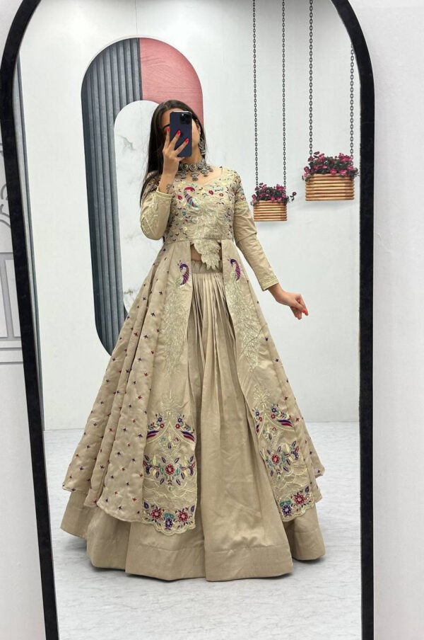 Pc-528_4.jpg Cream Color Crop Top Lehenga with Embroidered Shrug