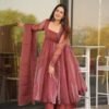 SK-D01_2.jpg Stunning Salmon Soft Organza Anarkali Suit Set with Lace Border Dupatta
