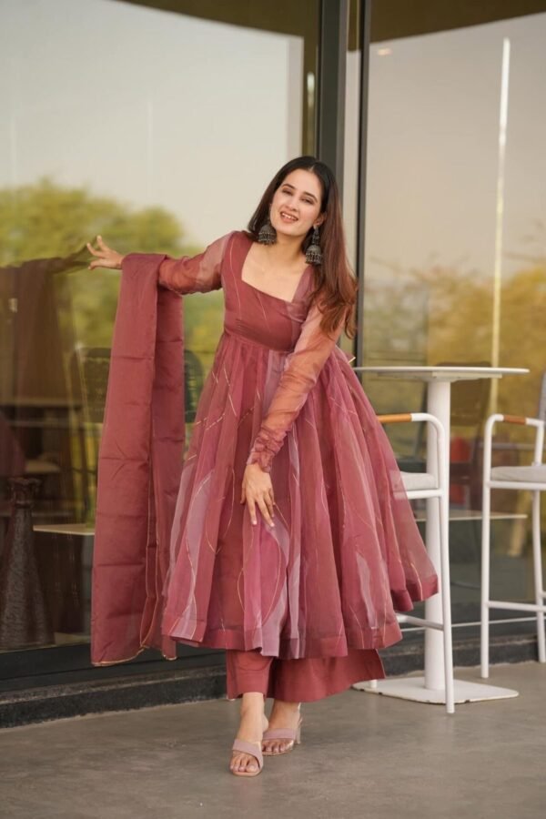 SK-D01_2.jpg Stunning Salmon Soft Organza Anarkali Suit Set with Lace Border Dupatta