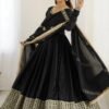 SP-27black_1.jpg Black Bollywood Style Anarkali Suit with Chinon Silk & Sequin Work