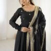 SP-27black_3.jpg Black Bollywood Style Anarkali Suit with Chinon Silk & Sequin Work