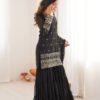 SRK-5317BLACK_2.jpg Black Sequin Work Ruffle Sharara Suit Set