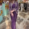 Wine Rangoli Silk Ready-to-Wear Saree with Embroidered Blouse, Koti