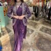 Wine Rangoli Silk Ready-to-Wear Saree with Embroidered Blouse, Koti