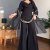 ST-1160_4.jpg Black Roman Silk Palazzo Suit