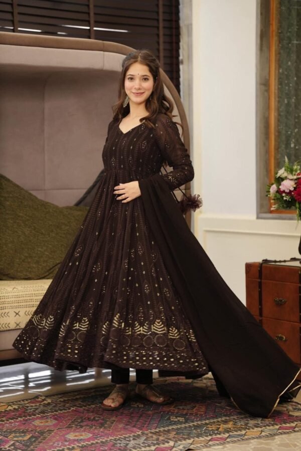 STD-101BLACK_4.jpg Elegant Black Embroidered Georgette Suit Set with Dupatta