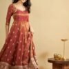 TD-6071_4.jpg Rust Orange South Indian Style Anarkali Suit Set