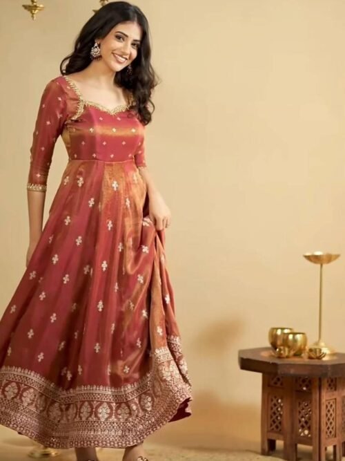 TD-6071_4.jpg Rust Orange South Indian Style Anarkali Suit Set