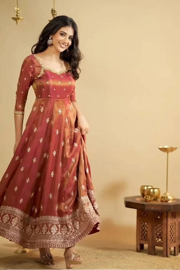 TD-6071_4.jpg Rust Orange South Indian Style Anarkali Suit Set