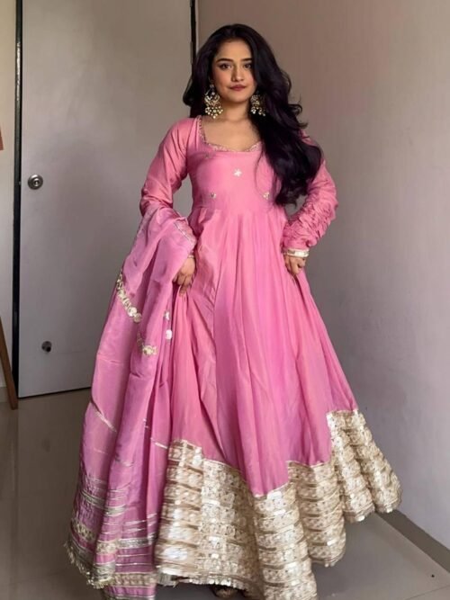 TD-6072PINK_4.jpg Pink Elegant Chinon Embroidered Suit Set