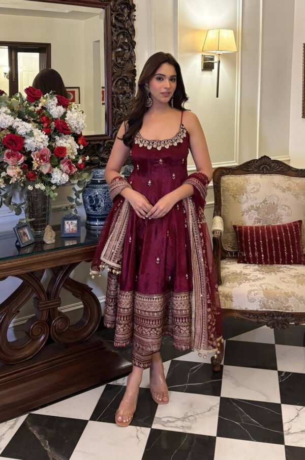 TD-6075_4.jpg Violet Red Anarkali Suit Set