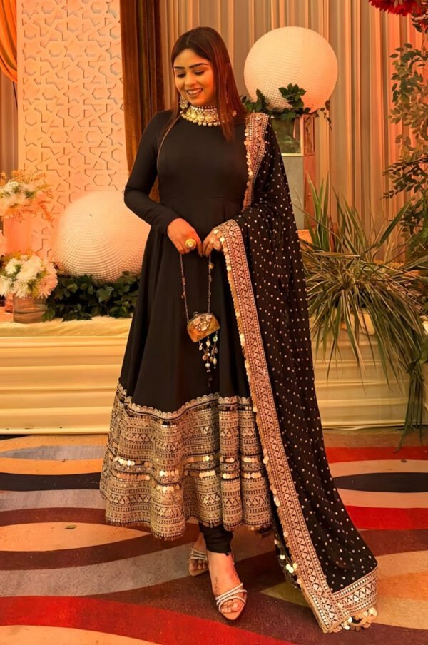 TD-6090_1.jpg Black Bollywood-Style Embroidered Anarkali Set