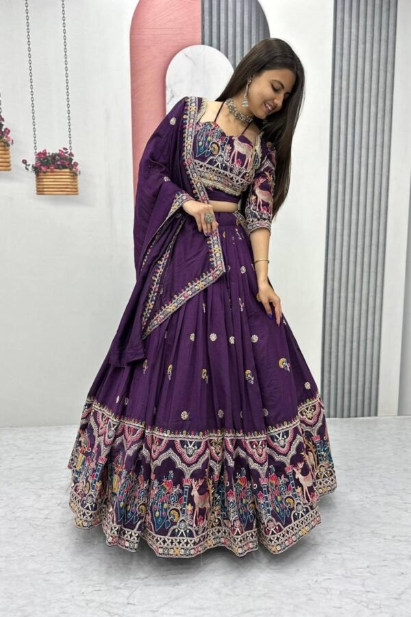 Tapi-248PURPLE_3.jpg Purple Embroidered Vichitra Lehenga Choli