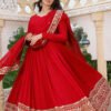 Tapi-287_1.jpg Exotic Red Georgette Suit Set with Embroidered Dupatta