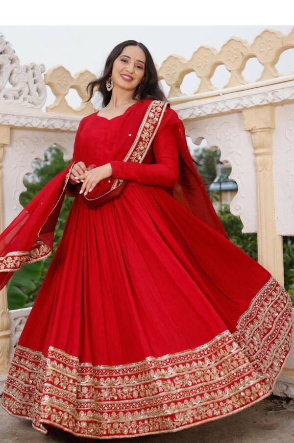 Tapi-287_1.jpg Exotic Red Georgette Suit Set with Embroidered Dupatta