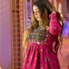 VRUNAVRATRI.jpg Ruby Pink Designer Rayon Navratri Kurti