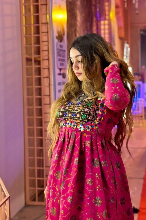 VRUNAVRATRI.jpg Ruby Pink Designer Rayon Navratri Kurti