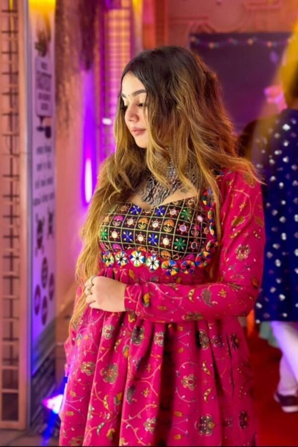 VRUNAVRATRI_1.jpg Ruby Pink Designer Rayon Navratri Kurti