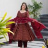 tan-143_2.jpg Maroon Cotton Ajrakh Print Anarkali Suit Set