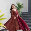 tan-143_4.jpg Maroon Cotton Ajrakh Print Anarkali Suit Set