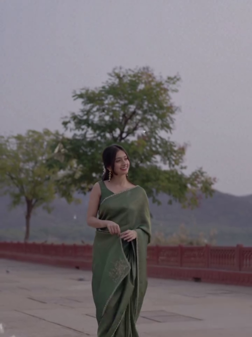 Olive Green Silk Saree