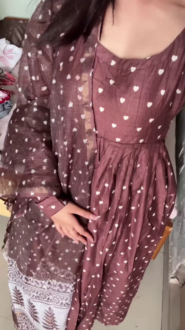 Cocoa Heart Print Anarkali