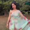Mint Floral Organza Saree