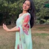 Mint Floral Organza Saree