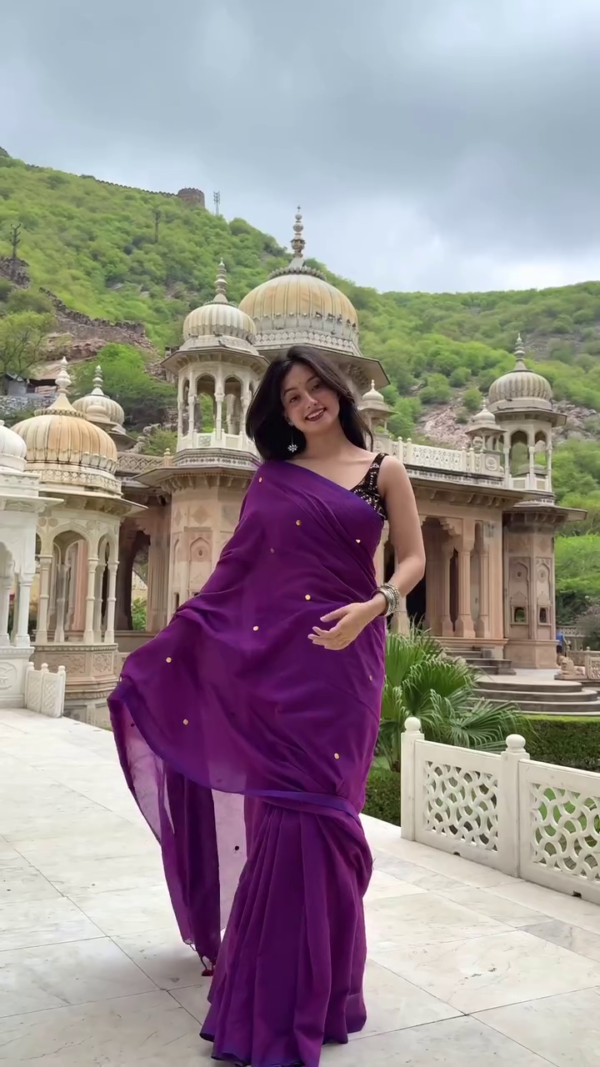 2930 (1) Royal Purple Chiffon Saree