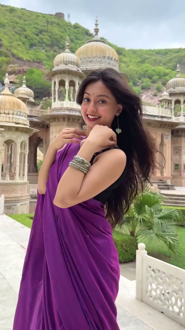 2930 (2) Royal Purple Chiffon Saree