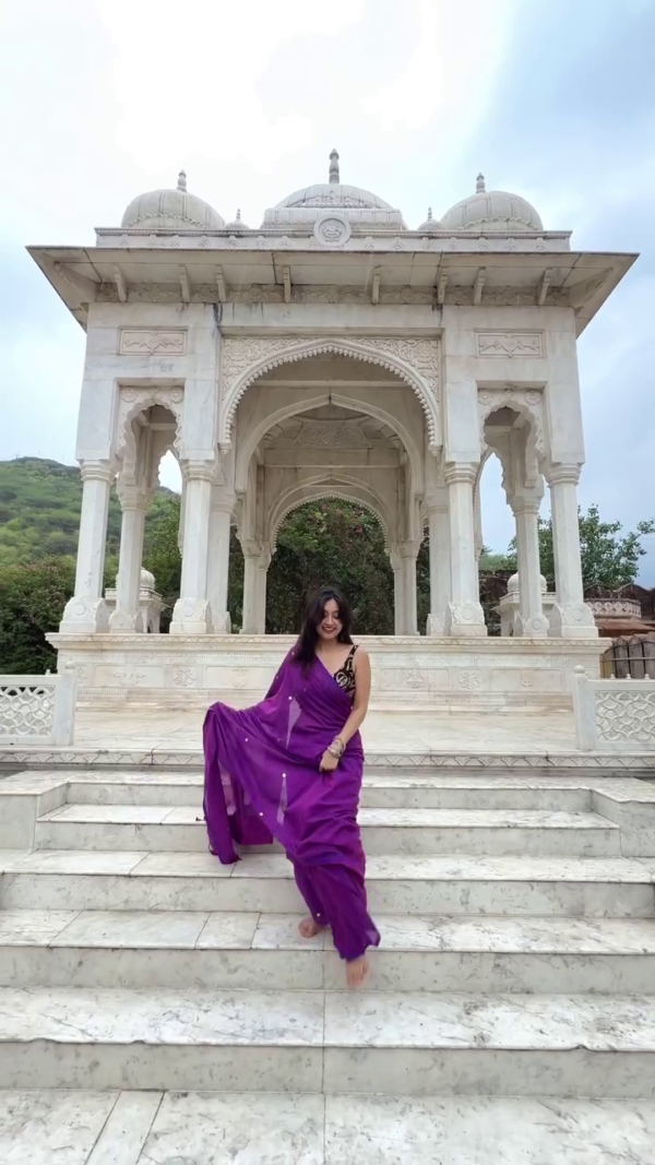 2930 (4) Royal Purple Chiffon Saree