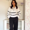 3035 (1) White & Black Striped Winter Sweater Look