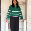 3035 (3) White & Black Striped Winter Sweater Look