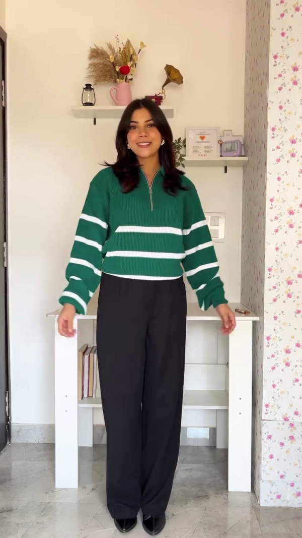 3035 (3) White & Black Striped Winter Sweater Look