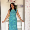 3037 (2) Pink Floral Ruched Maxi Dress