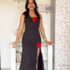 3037 (3) Pink Floral Ruched Maxi Dress