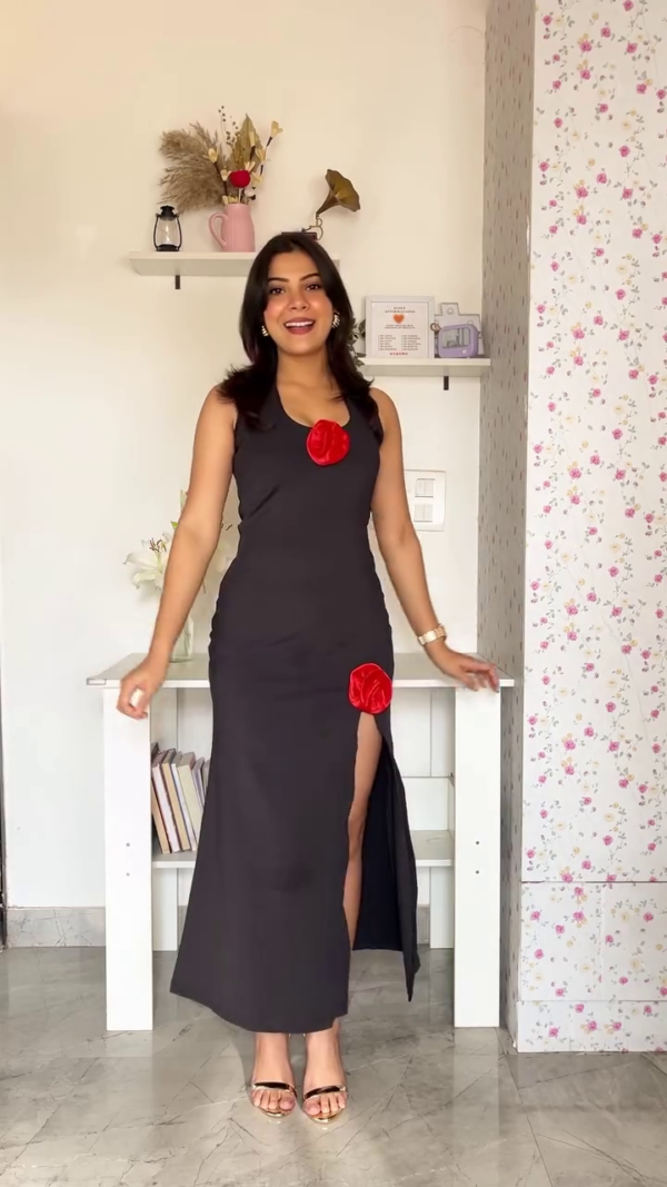 3037 (3) Pink Floral Ruched Maxi Dress