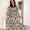 3040 (1) Black & White Abstract Flowy Maxi Dress