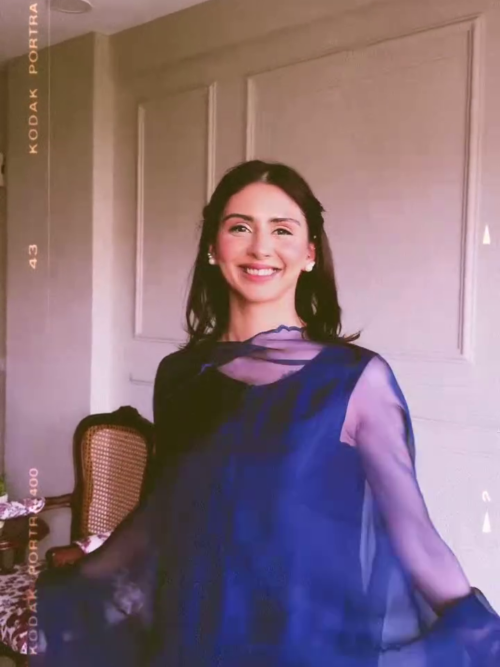 3042 (5) Royal Blue Sheer Ethnic Kurta Set