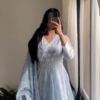 3044 (4) Powder Blue Chikankari Anarkali Set